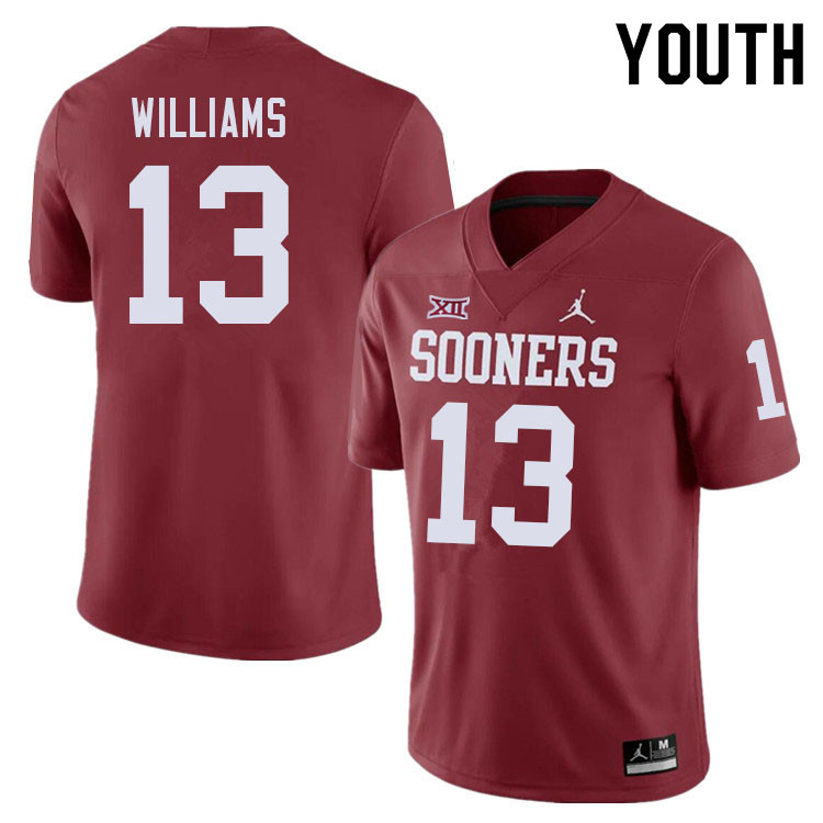 Youth #13 Caleb Williams Oklahoma Sooners College Football Jerseys Sale-Crimson - Click Image to Close